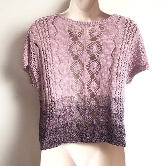 🆕 Cropped knit short sleeve v neck sweater top - Picture 3 of 8